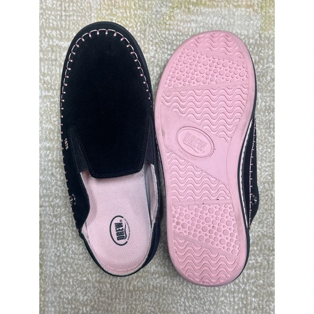 DREW 1875 Black Suede Mules Slip On Shoes Womens 8.5 WW Wide - Picture 4 of 6